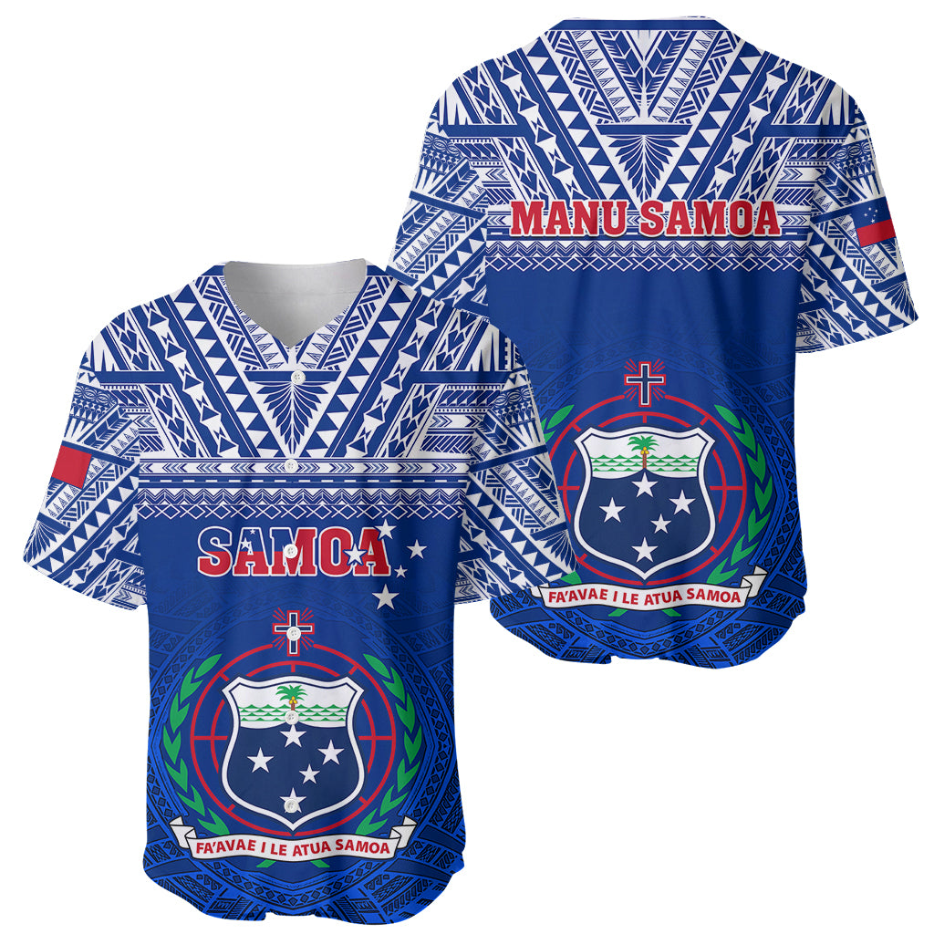 Samoa Rugby Baseball Jersey Manu Samoa Polynesian Tatoo Pattern - Wonder Print Shop