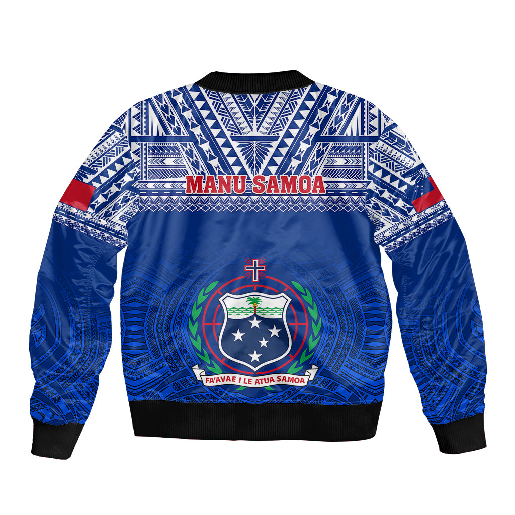 Samoa Rugby Bomber Jacket Manu Samoa Polynesian Tatoo Pattern - Wonder Print Shop