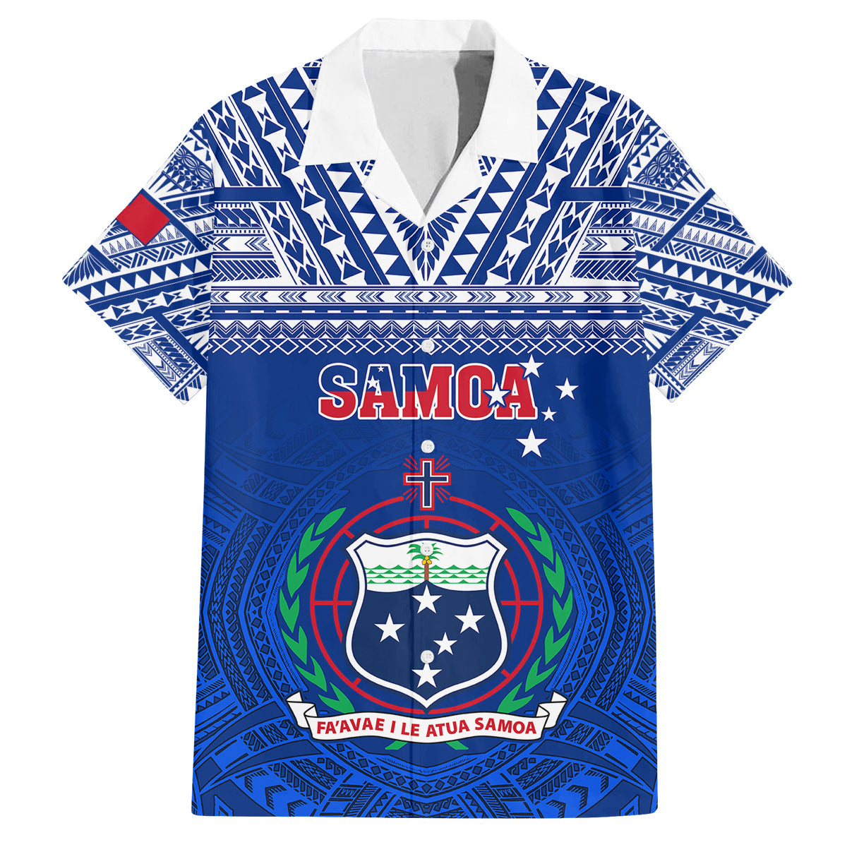 Samoa Rugby Family Matching Long Sleeve Bodycon Dress and Hawaiian Shirt Manu Samoa Polynesian Tatoo Pattern - Wonder Print Shop