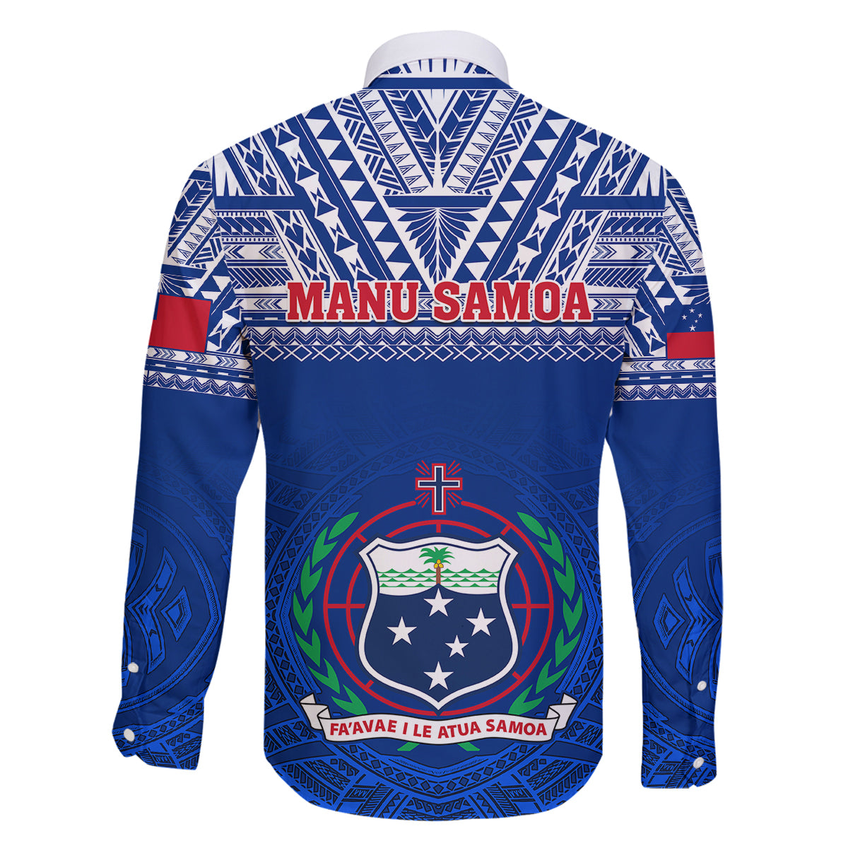 Samoa Rugby Family Matching Long Sleeve Bodycon Dress and Hawaiian Shirt Manu Samoa Polynesian Tatoo Pattern - Wonder Print Shop