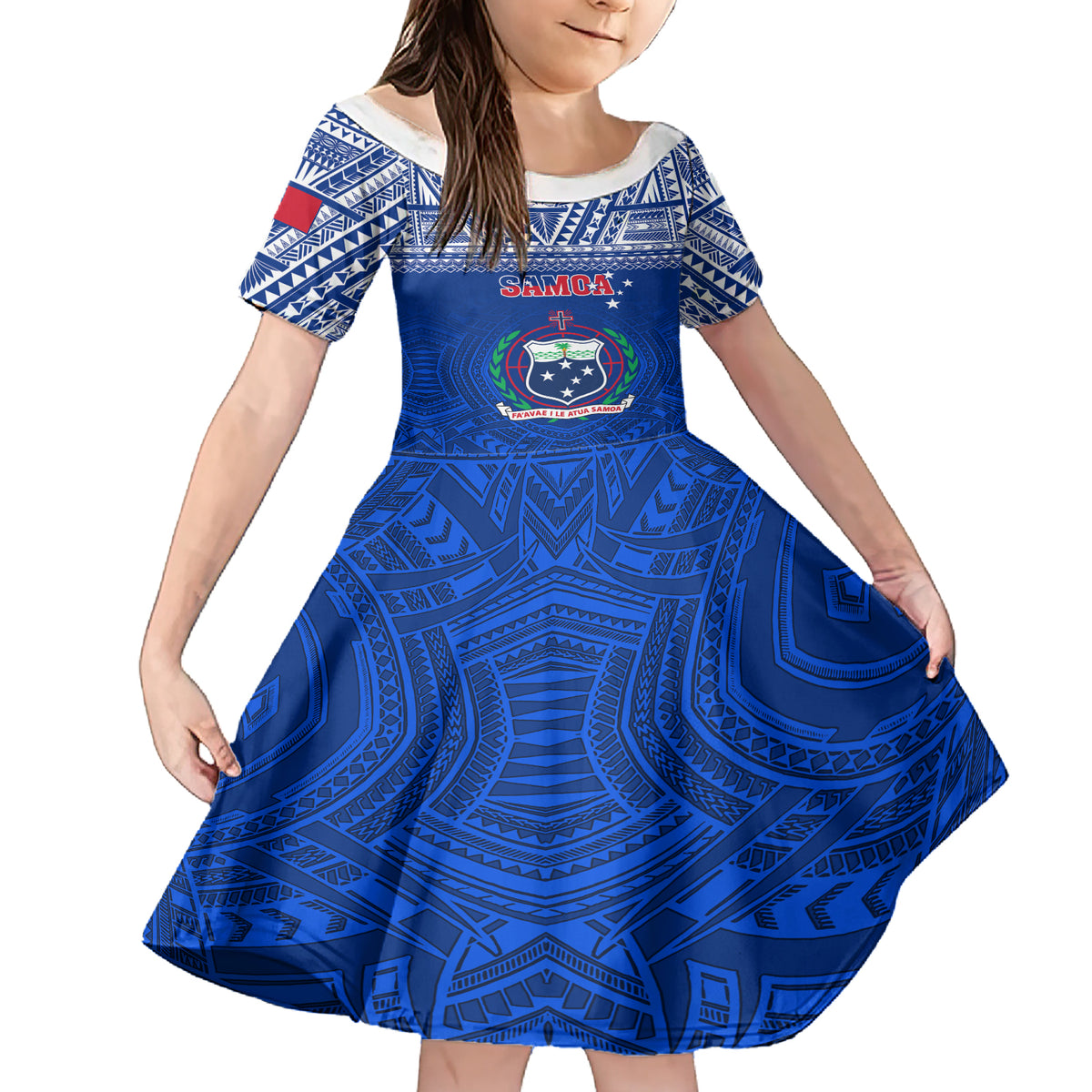 Samoa Rugby Family Matching Short Sleeve Bodycon Dress and Hawaiian Shirt Manu Samoa Polynesian Tatoo Pattern - Wonder Print Shop