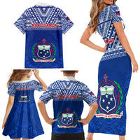 Samoa Rugby Family Matching Short Sleeve Bodycon Dress and Hawaiian Shirt Manu Samoa Polynesian Tatoo Pattern - Wonder Print Shop