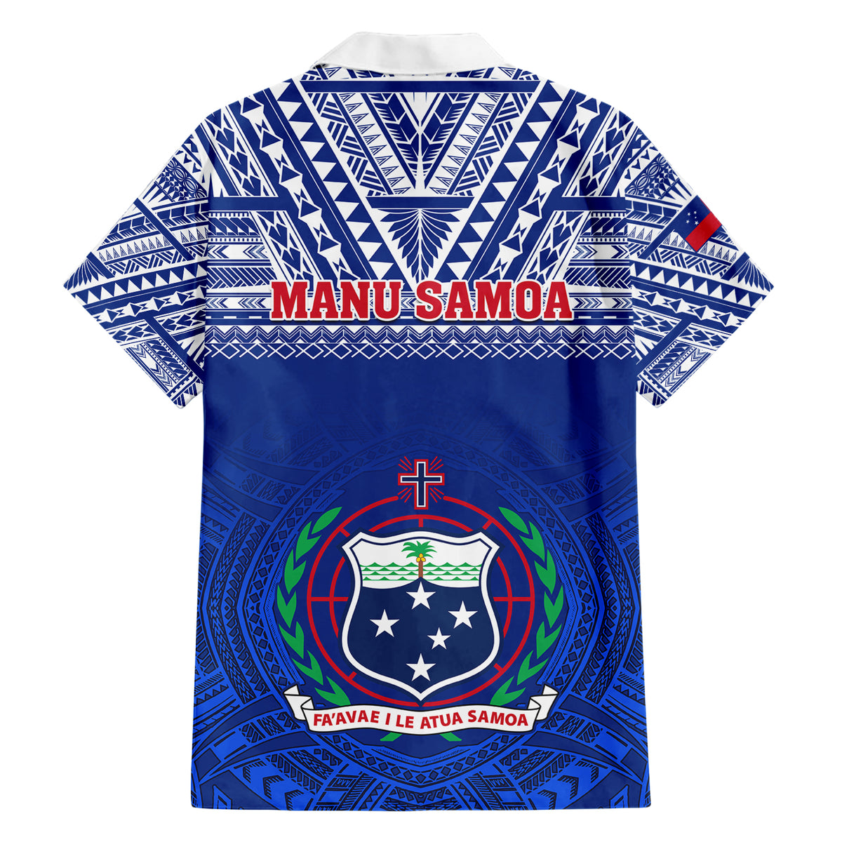 Samoa Rugby Family Matching Short Sleeve Bodycon Dress and Hawaiian Shirt Manu Samoa Polynesian Tatoo Pattern - Wonder Print Shop