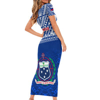 Samoa Rugby Family Matching Short Sleeve Bodycon Dress and Hawaiian Shirt Manu Samoa Polynesian Tatoo Pattern - Wonder Print Shop