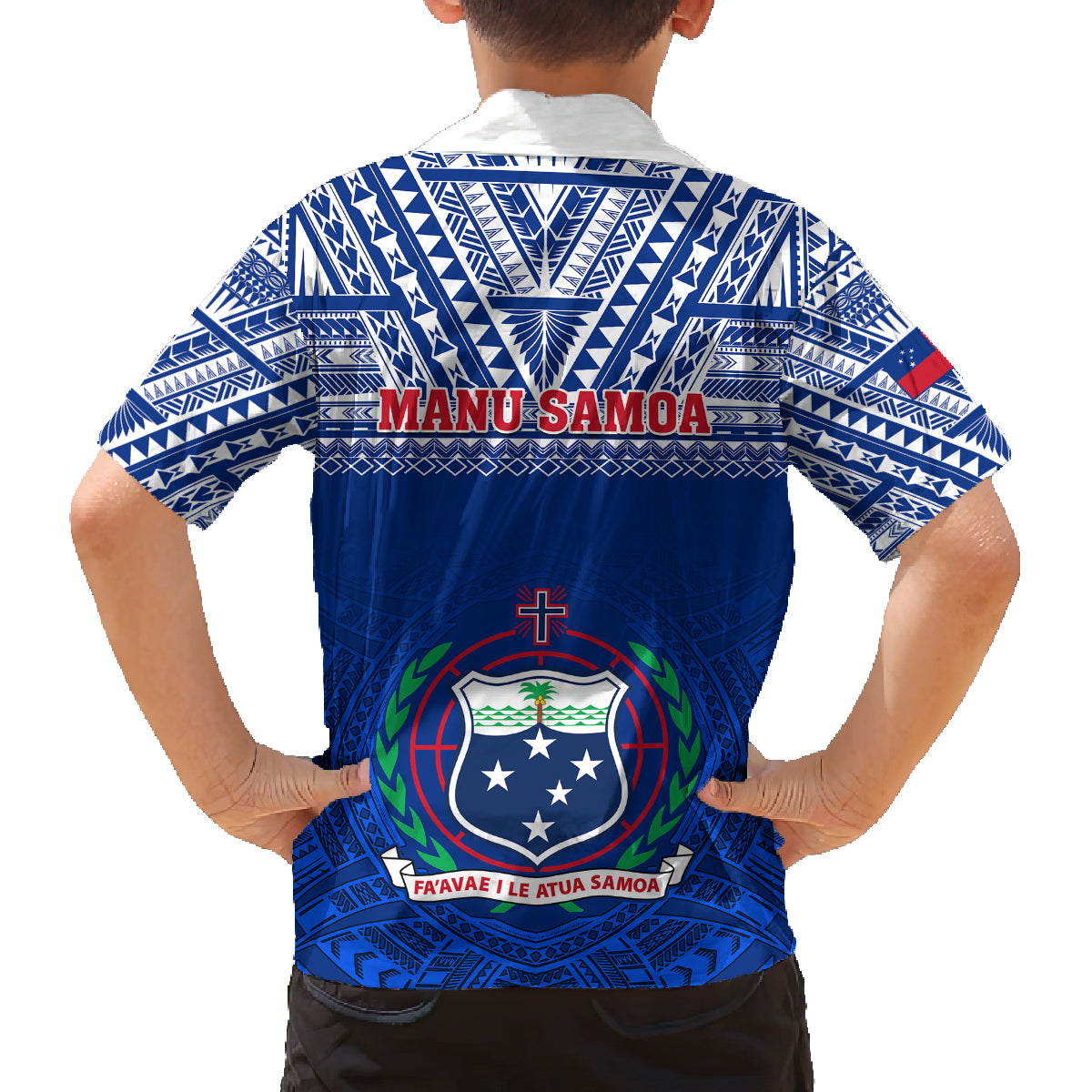 Samoa Rugby Family Matching Summer Maxi Dress and Hawaiian Shirt Manu Samoa Polynesian Tatoo Pattern - Wonder Print Shop