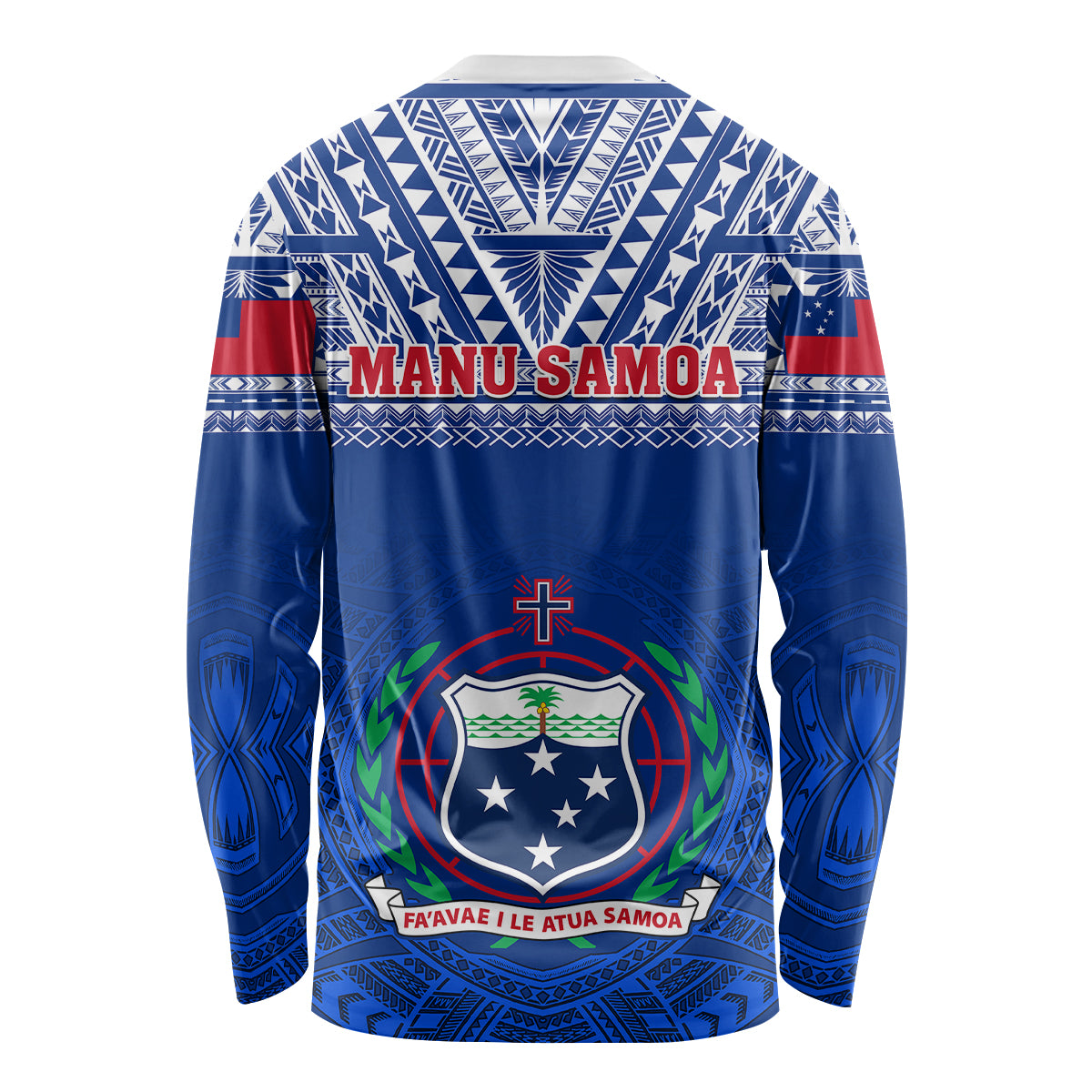 Samoa Rugby Long Sleeve Shirt Manu Samoa Polynesian Tatoo Pattern - Wonder Print Shop