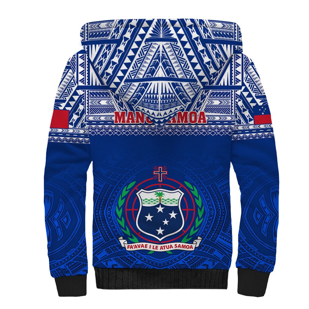 Samoa Rugby Sherpa Hoodie Manu Samoa Polynesian Tatoo Pattern - Wonder Print Shop
