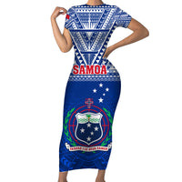 Samoa Rugby Short Sleeve Bodycon Dress Manu Samoa Polynesian Tatoo Pattern - Wonder Print Shop