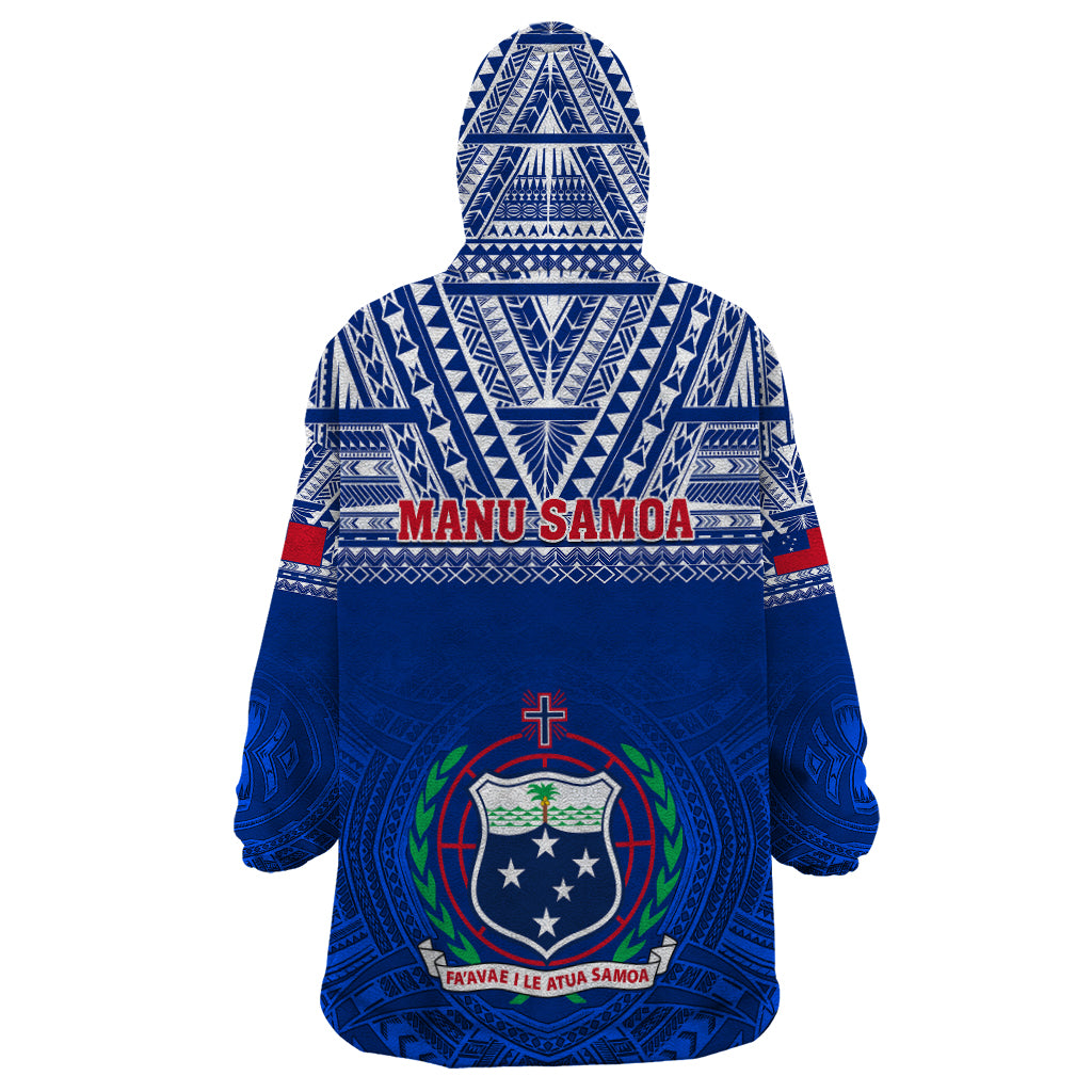 Samoa Rugby Wearable Blanket Hoodie Manu Samoa Polynesian Tatoo Pattern - Wonder Print Shop
