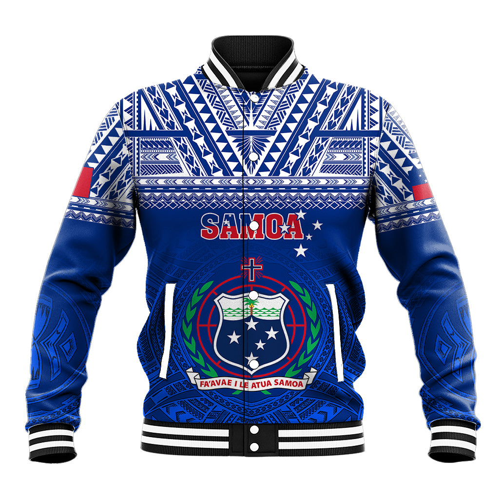 Custom Samoa Rugby Baseball Jacket Manu Samoa Polynesian Tatoo Pattern - Wonder Print Shop