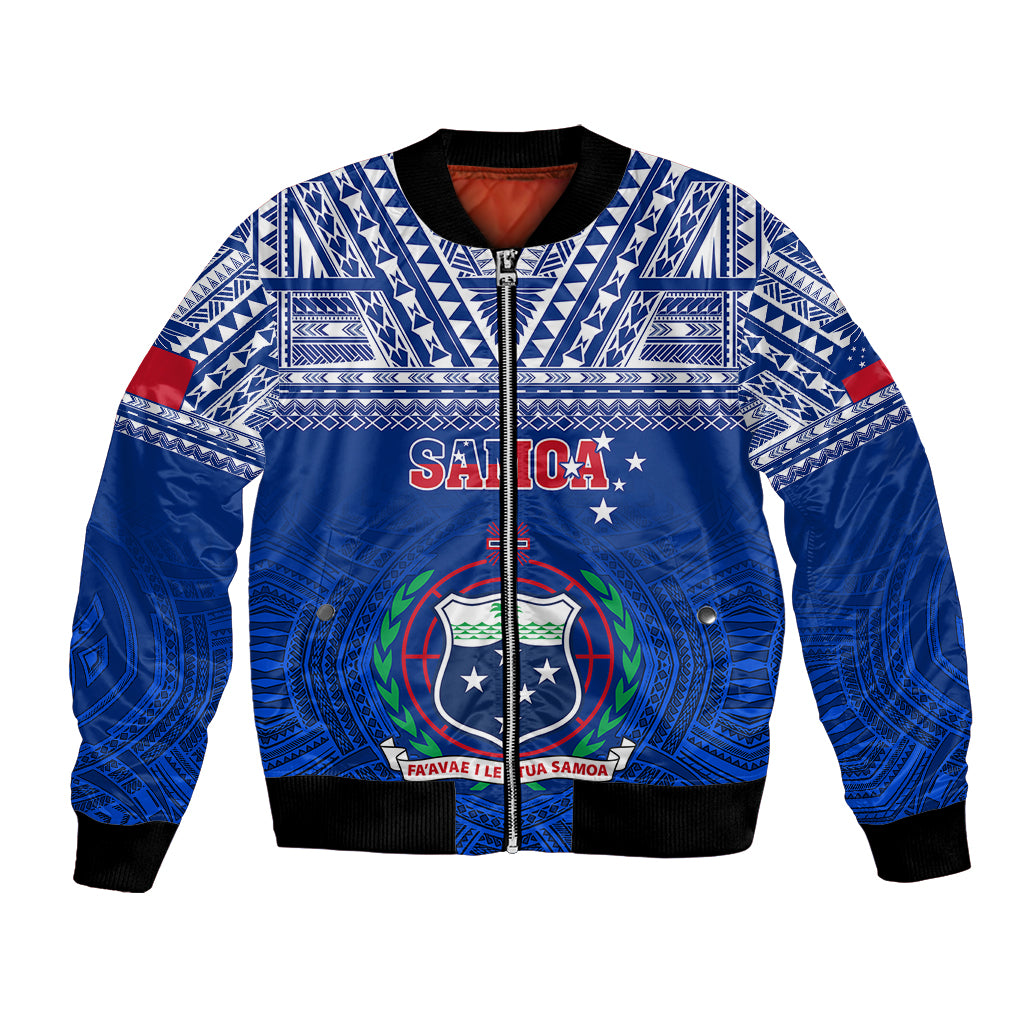 Custom Samoa Rugby Bomber Jacket Manu Samoa Polynesian Tatoo Pattern - Wonder Print Shop