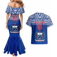 Custom Samoa Rugby Couples Matching Mermaid Dress and Hawaiian Shirt Manu Samoa Polynesian Tatoo Pattern - Wonder Print Shop