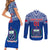 Custom Samoa Rugby Couples Matching Short Sleeve Bodycon Dress and Long Sleeve Button Shirts Manu Samoa Polynesian Tatoo Pattern - Wonder Print Shop