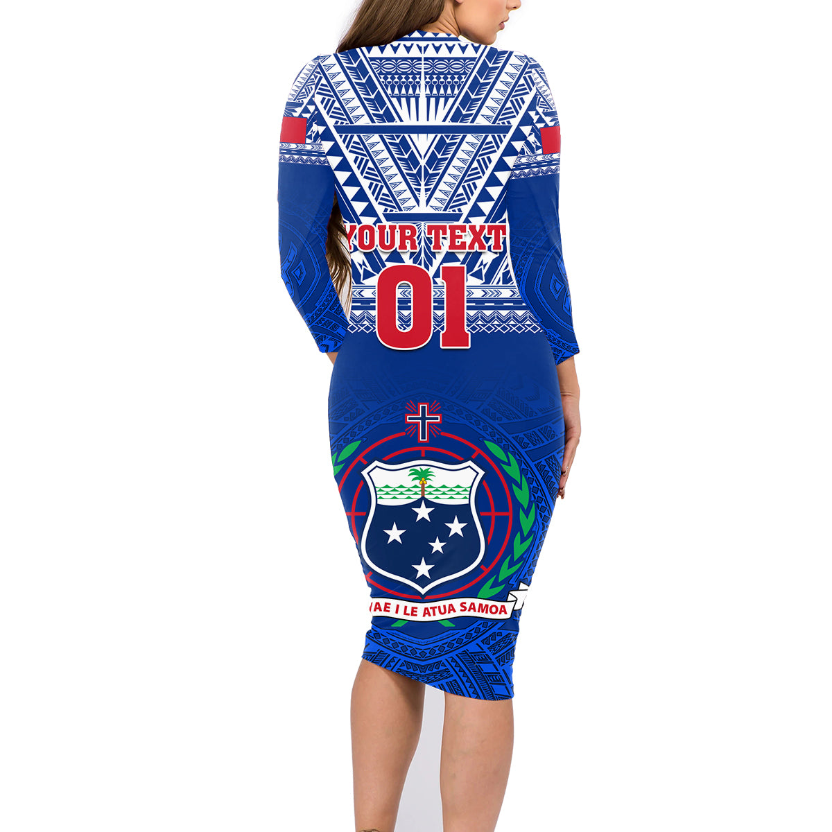 Custom Samoa Rugby Family Matching Long Sleeve Bodycon Dress and Hawaiian Shirt Manu Samoa Polynesian Tatoo Pattern - Wonder Print Shop