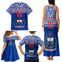 Custom Samoa Rugby Family Matching Tank Maxi Dress and Hawaiian Shirt Manu Samoa Polynesian Tatoo Pattern - Wonder Print Shop