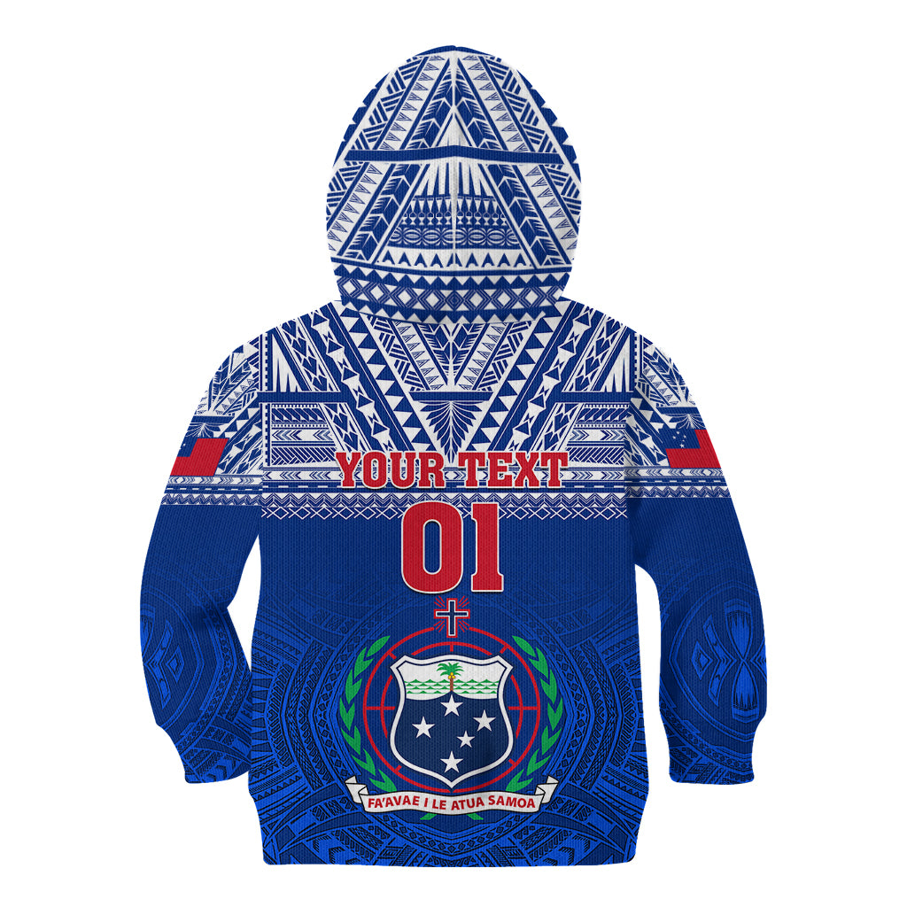 Custom Samoa Rugby Kid Hoodie Manu Samoa Polynesian Tatoo Pattern - Wonder Print Shop