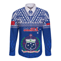 Custom Samoa Rugby Long Sleeve Button Shirt Manu Samoa Polynesian Tatoo Pattern - Wonder Print Shop