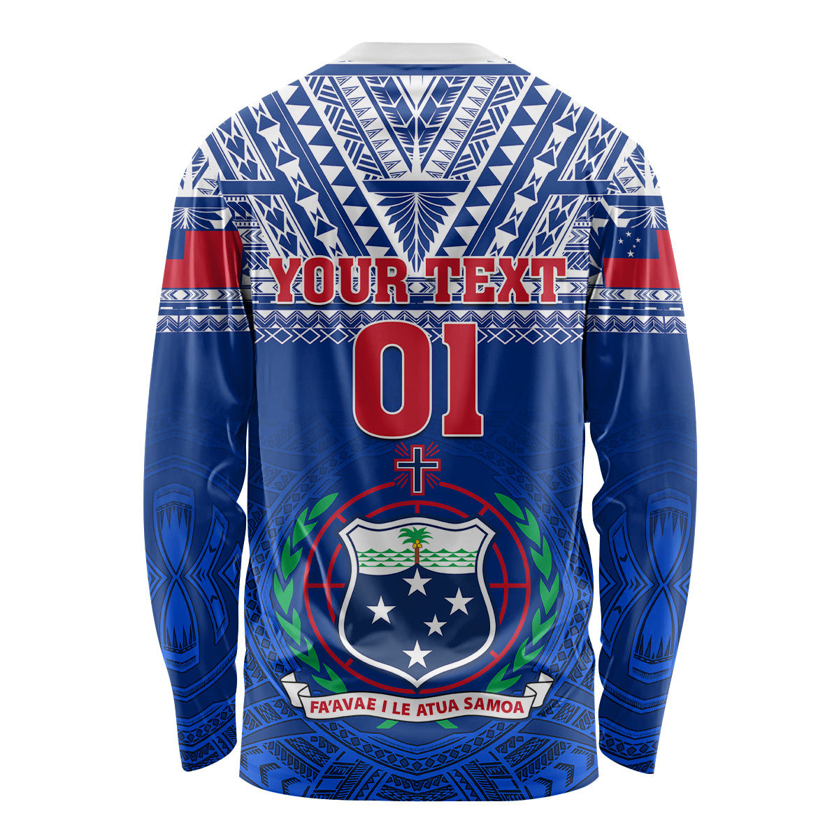 Custom Samoa Rugby Long Sleeve Shirt Manu Samoa Polynesian Tatoo Pattern - Wonder Print Shop