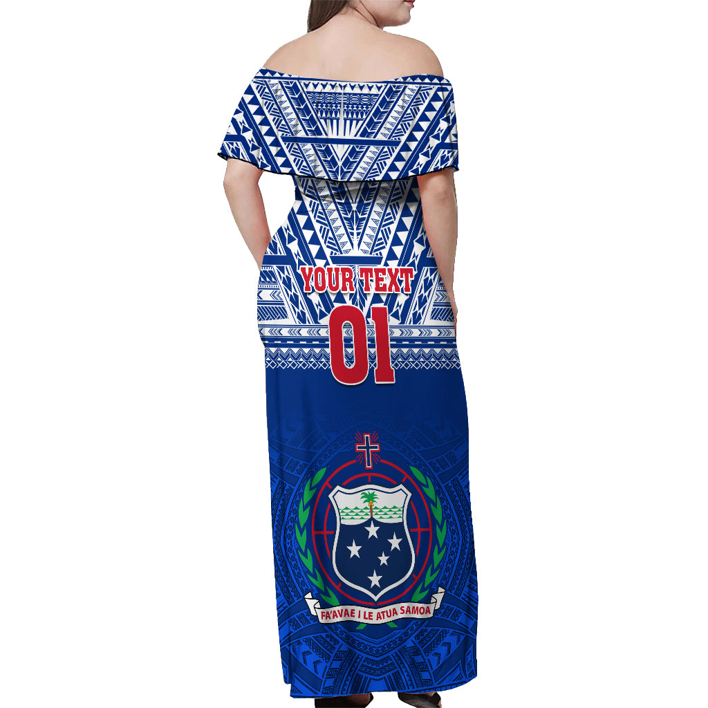Custom Samoa Rugby Off Shoulder Maxi Dress Manu Samoa Polynesian Tatoo Pattern - Wonder Print Shop