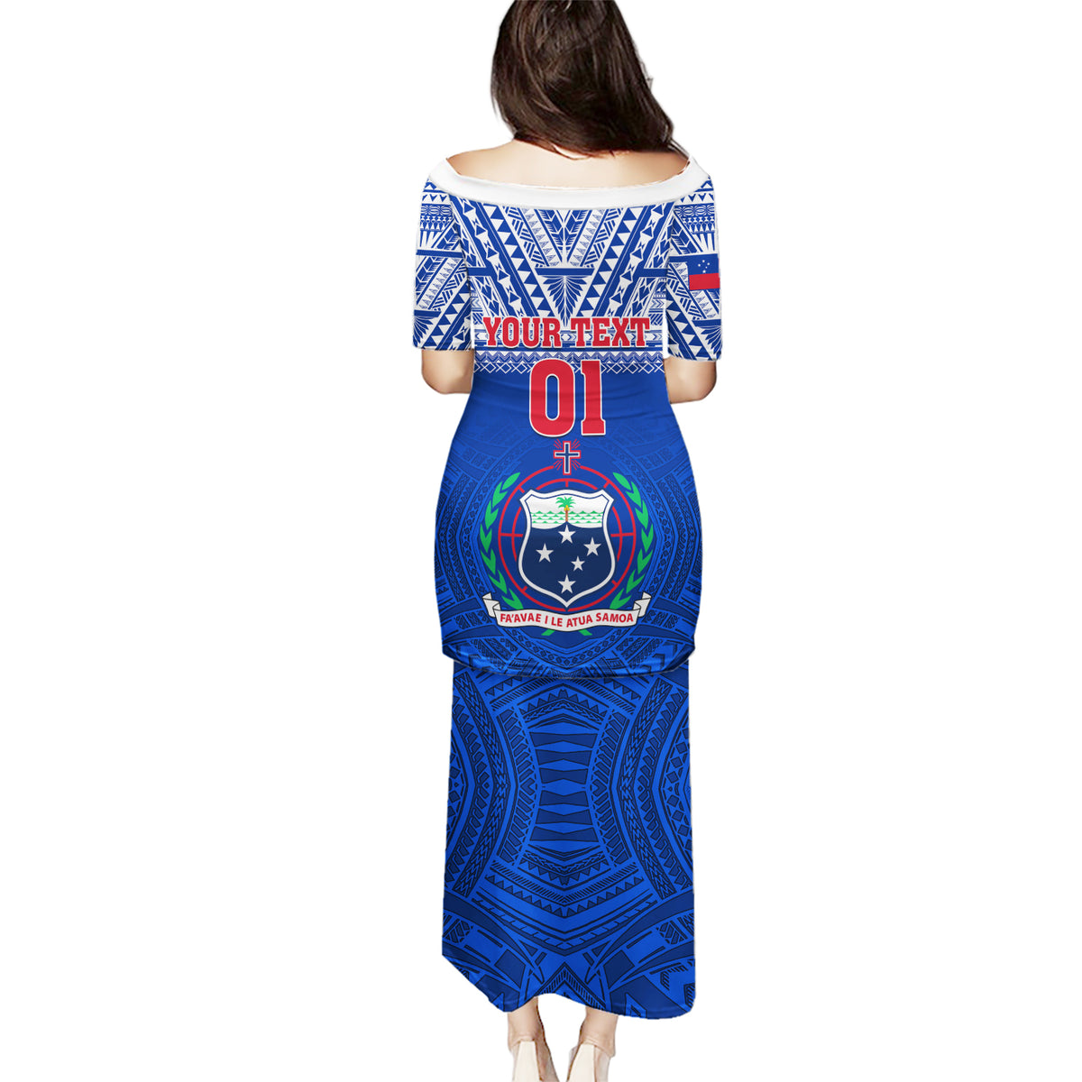 Custom Samoa Rugby Puletasi Manu Samoa Polynesian Tatoo Pattern - Wonder Print Shop