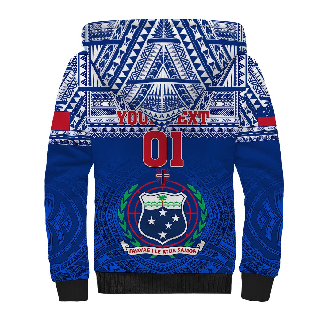 Custom Samoa Rugby Sherpa Hoodie Manu Samoa Polynesian Tatoo Pattern - Wonder Print Shop