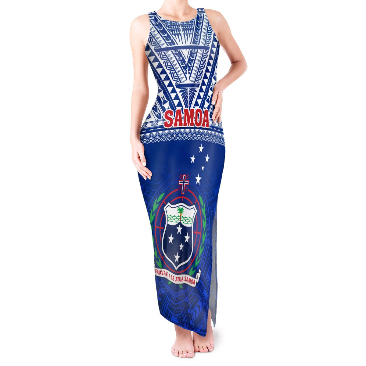 Custom Samoa Rugby Tank Maxi Dress Manu Samoa Polynesian Tatoo Pattern - Wonder Print Shop