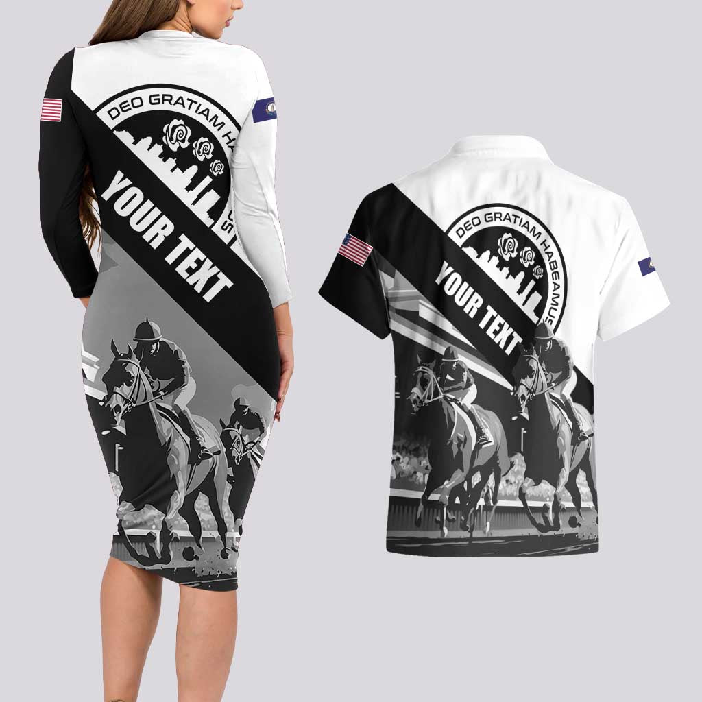 Personalized Kentucky Couples Matching Long Sleeve Bodycon Dress and Hawaiian Shirt Deo gratiam habeamus - Wonder Print Shop