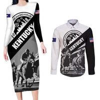 Personalized Kentucky Couples Matching Long Sleeve Bodycon Dress and Long Sleeve Button Shirt Deo gratiam habeamus - Wonder Print Shop