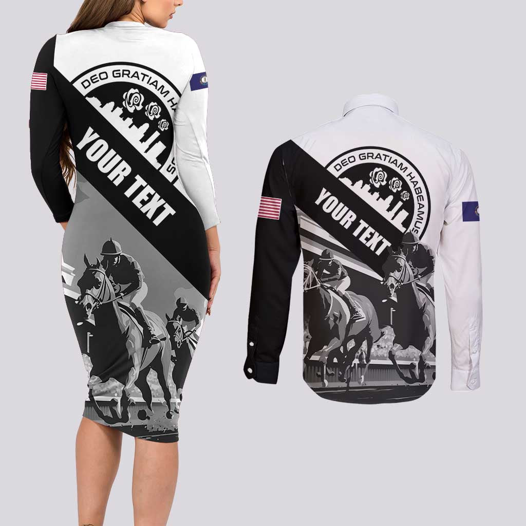 Personalized Kentucky Couples Matching Long Sleeve Bodycon Dress and Long Sleeve Button Shirt Deo gratiam habeamus - Wonder Print Shop