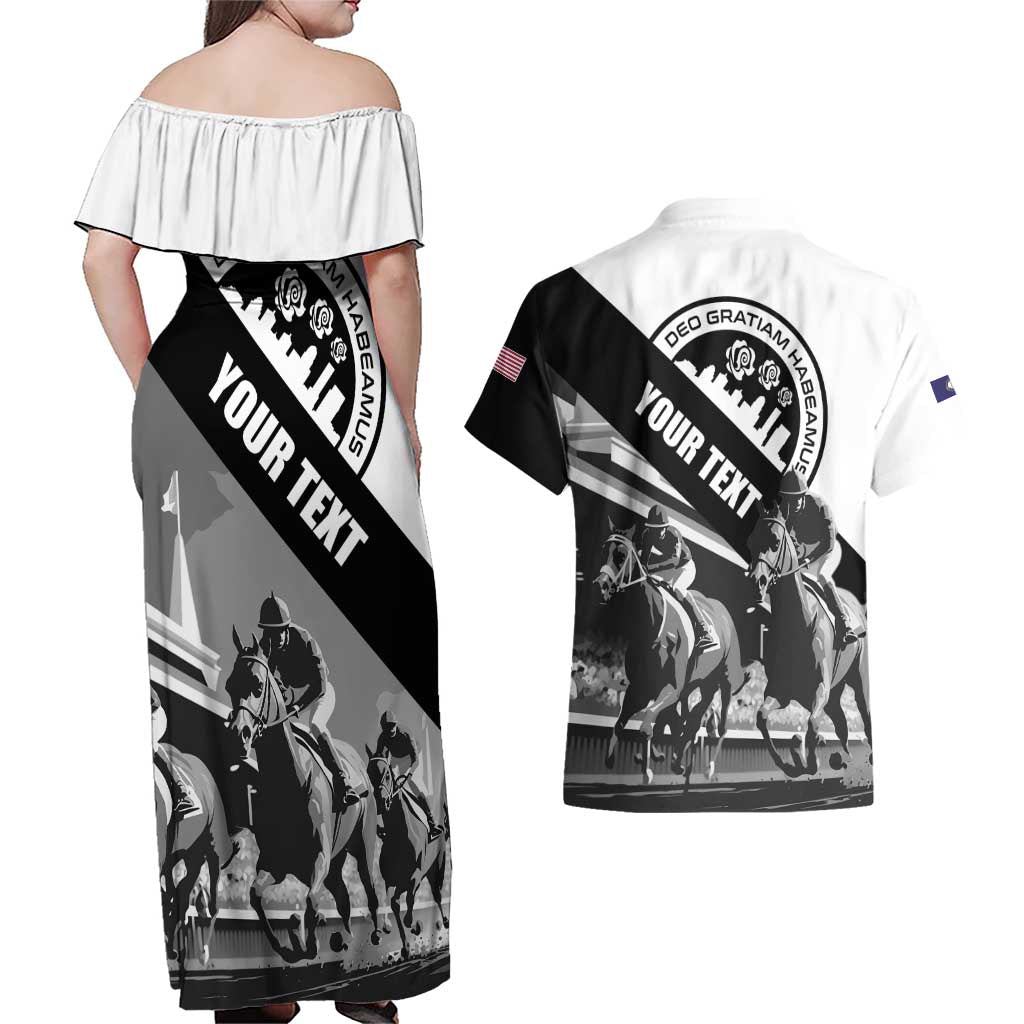 Personalized Kentucky Couples Matching Off Shoulder Maxi Dress and Hawaiian Shirt Deo gratiam habeamus - Wonder Print Shop