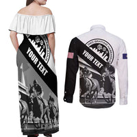 Personalized Kentucky Couples Matching Off Shoulder Maxi Dress and Long Sleeve Button Shirt Deo gratiam habeamus - Wonder Print Shop