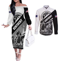 Personalized Kentucky Couples Matching Off The Shoulder Long Sleeve Dress and Long Sleeve Button Shirt Deo gratiam habeamus