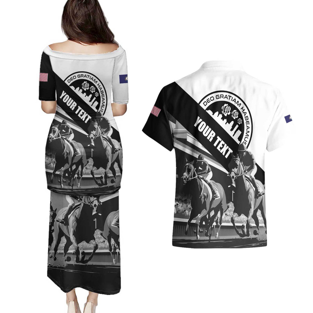 Personalized Kentucky Couples Matching Puletasi and Hawaiian Shirt Deo gratiam habeamus - Wonder Print Shop