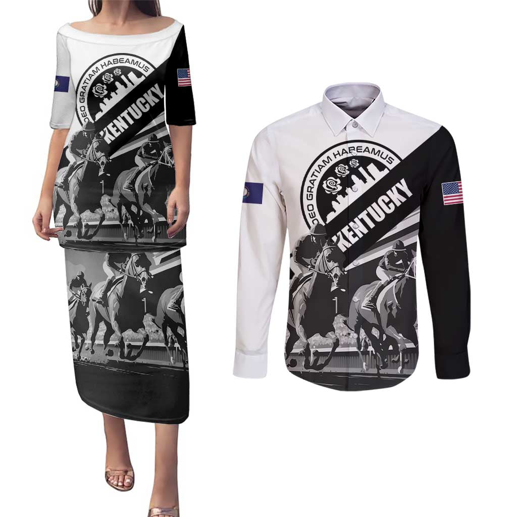 Personalized Kentucky Couples Matching Puletasi and Long Sleeve Button Shirt Deo gratiam habeamus - Wonder Print Shop