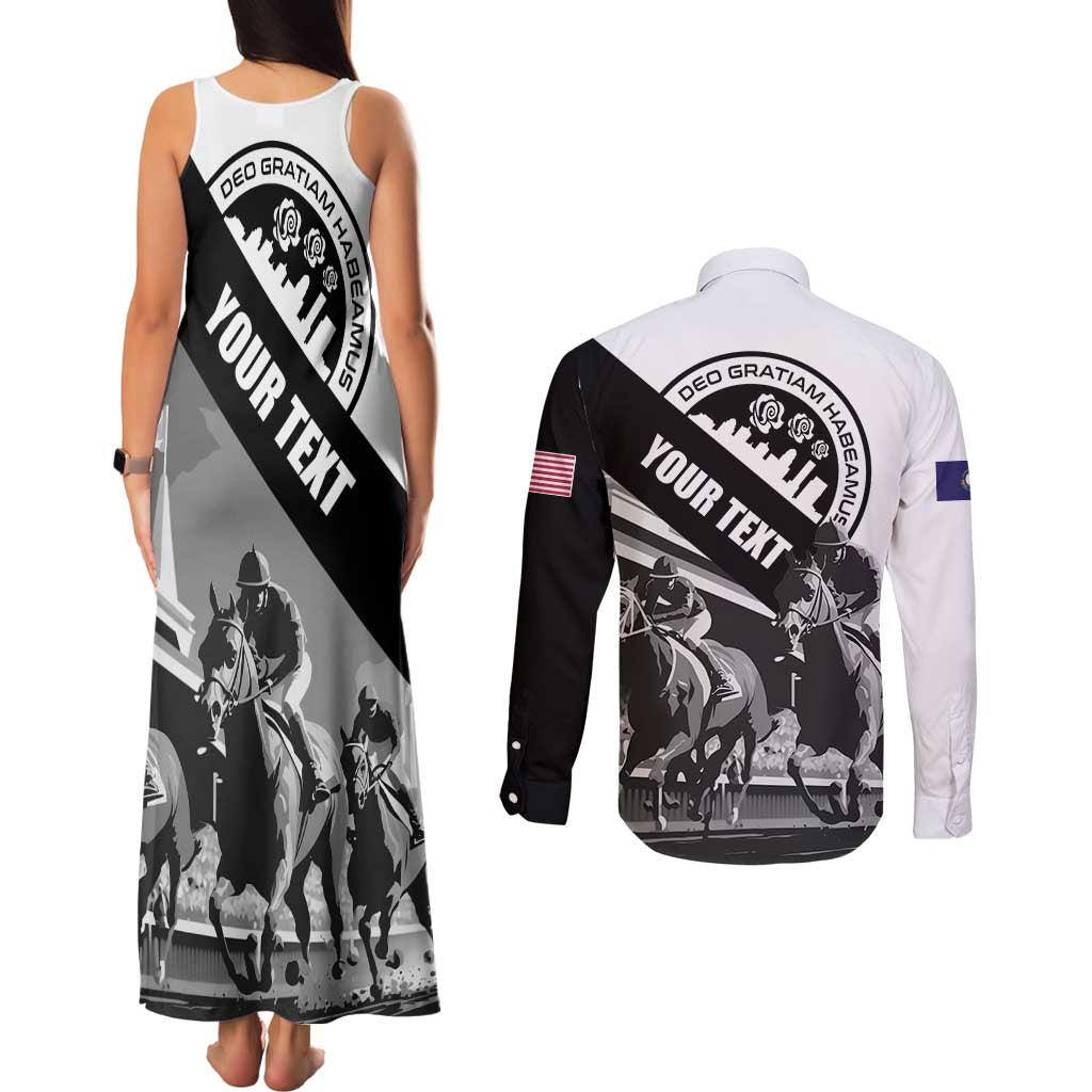 Personalized Kentucky Couples Matching Tank Maxi Dress and Long Sleeve Button Shirt Deo gratiam habeamus - Wonder Print Shop