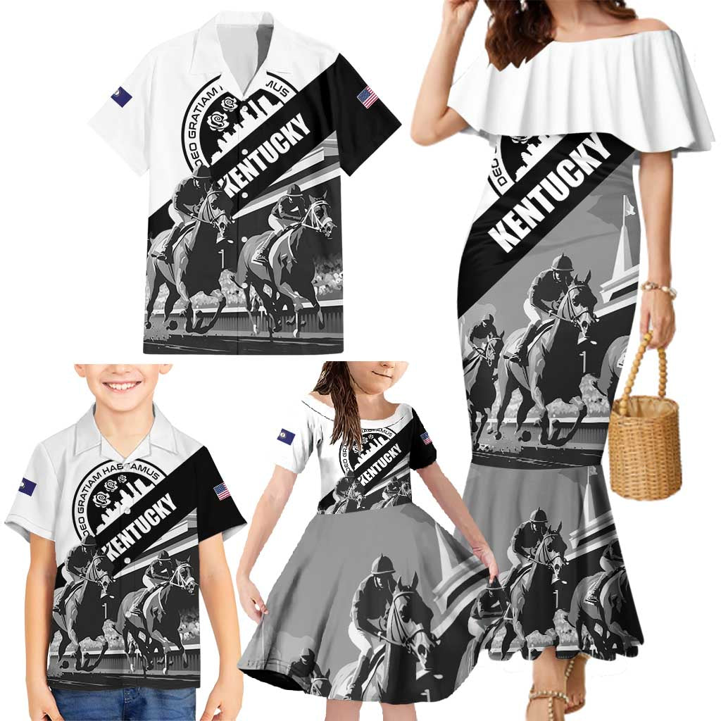 Personalized Kentucky Family Matching Mermaid Dress and Hawaiian Shirt Deo gratiam habeamus - Wonder Print Shop