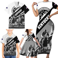 Personalized Kentucky Family Matching Short Sleeve Bodycon Dress and Hawaiian Shirt Deo gratiam habeamus - Wonder Print Shop