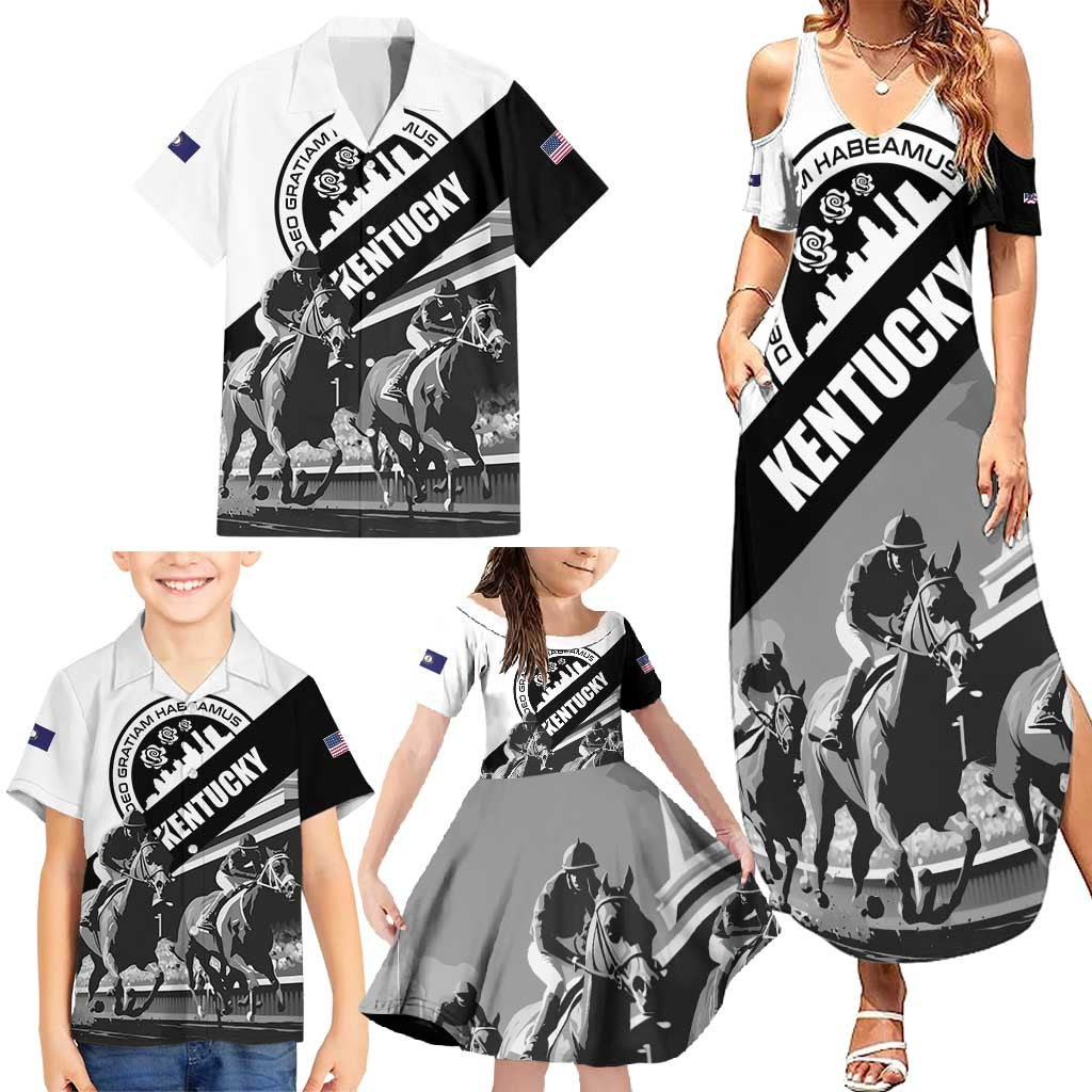 Personalized Kentucky Family Matching Summer Maxi Dress and Hawaiian Shirt Deo gratiam habeamus - Wonder Print Shop