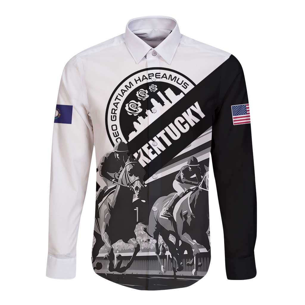 Personalized Kentucky Long Sleeve Button Shirt Deo gratiam habeamus - Wonder Print Shop