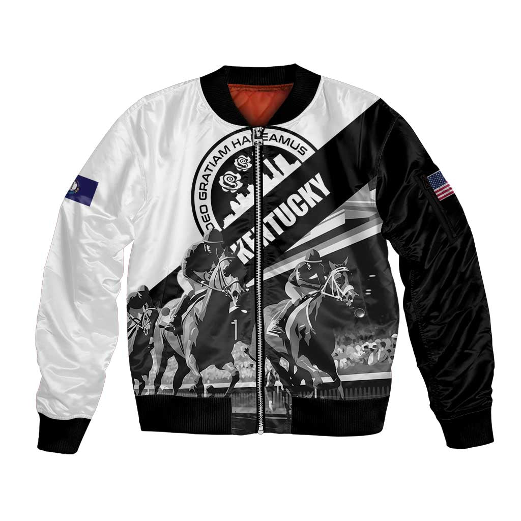 Personalized Kentucky Sleeve Zip Bomber Jacket Deo gratiam habeamus - Wonder Print Shop