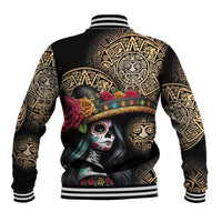 La Calavera Catrina Aztec Circle Baseball Jacket Dia de Muertos - Wonder Print Shop