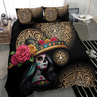 La Calavera Catrina Aztec Circle Bedding Set Dia de Muertos - Wonder Print Shop