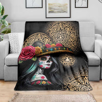 La Calavera Catrina Aztec Circle Blanket Dia de Muertos