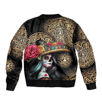 La Calavera Catrina Aztec Circle Bomber Jacket Dia de Muertos - Wonder Print Shop