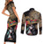 La Calavera Catrina Aztec Circle Couples Matching Short Sleeve Bodycon Dress and Long Sleeve Button Shirt Dia de Muertos - Wonder Print Shop