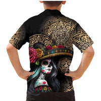 La Calavera Catrina Aztec Circle Family Matching Mermaid Dress and Hawaiian Shirt Dia de Muertos - Wonder Print Shop