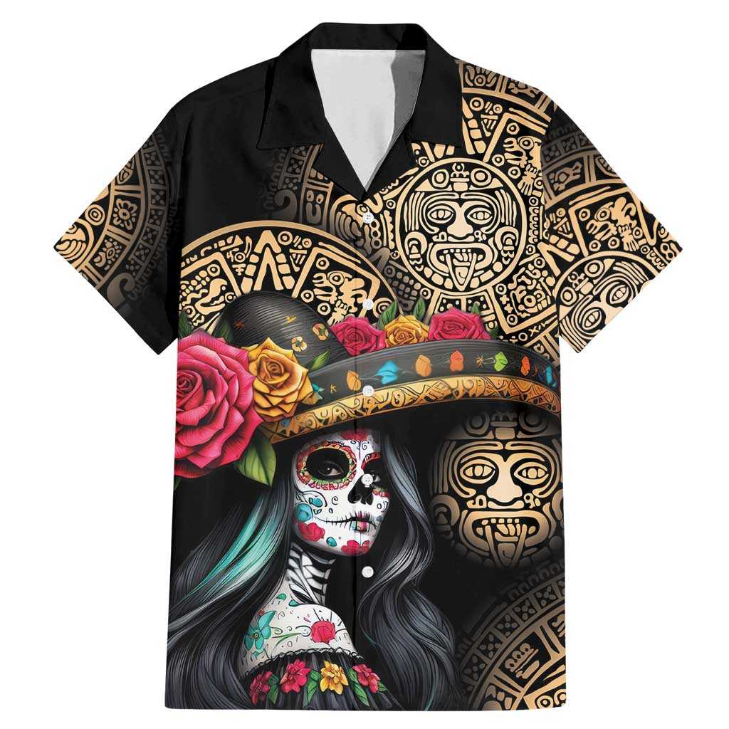 La Calavera Catrina Aztec Circle Family Matching Mermaid Dress and Hawaiian Shirt Dia de Muertos - Wonder Print Shop