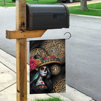 La Calavera Catrina Aztec Circle Garden Flag Dia de Muertos - Wonder Print Shop