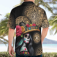La Calavera Catrina Aztec Circle Hawaiian Shirt Dia de Muertos - Wonder Print Shop