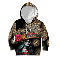 La Calavera Catrina Aztec Circle Kid Hoodie Dia de Muertos - Wonder Print Shop